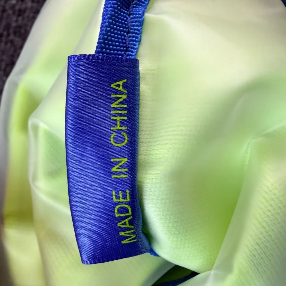 Shiseido Ginza Tokyo Cosmetic Bag Womens‎ Lime Green Gray Horizontal Stripes